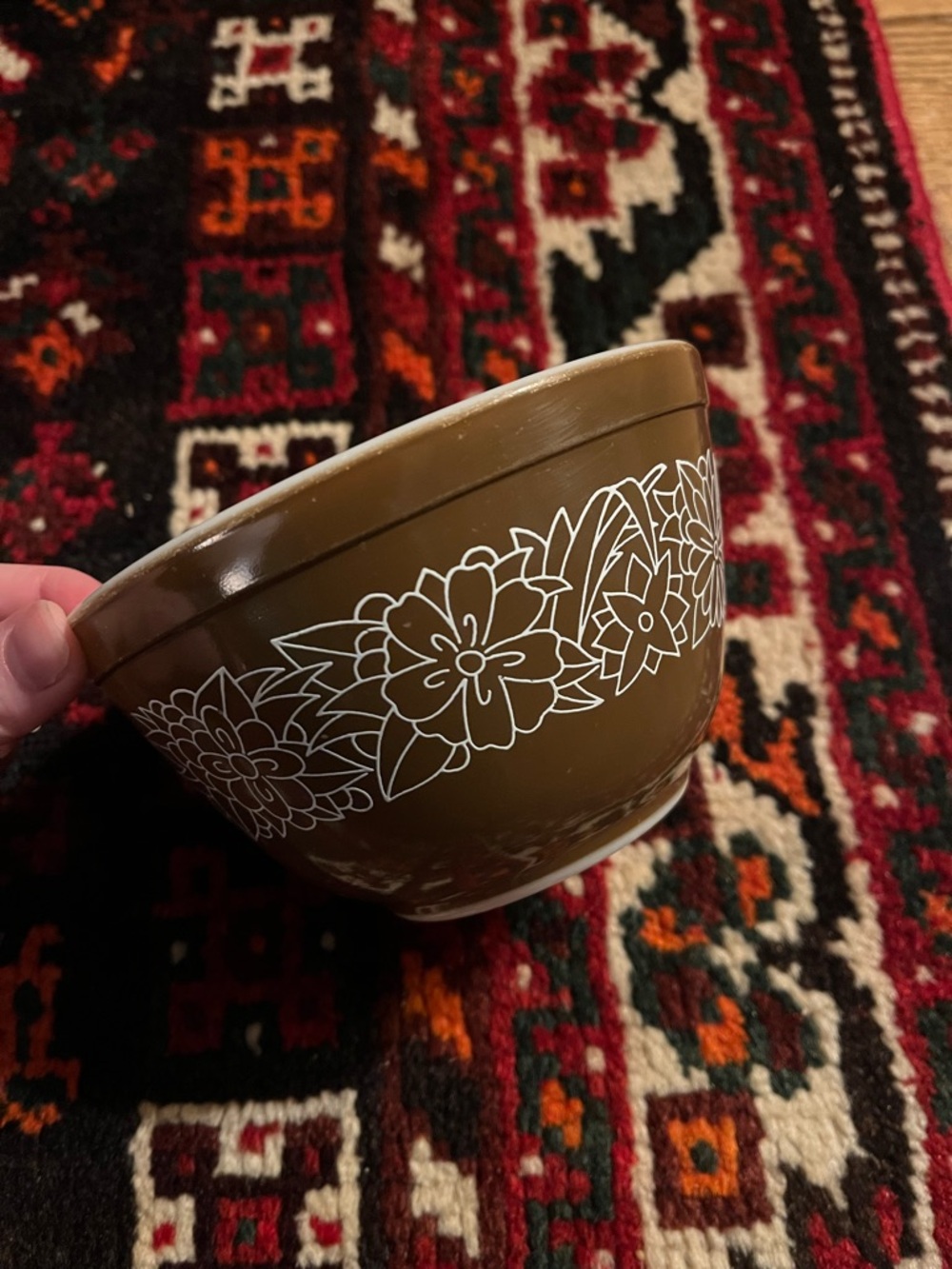 Vintage 1970s Pyrex Brown Woodland Mixing Bowl